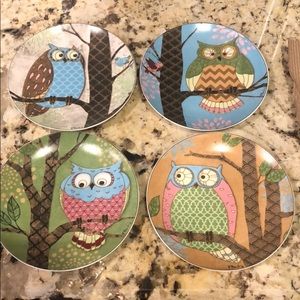 Owl set of 4 appetizer plates